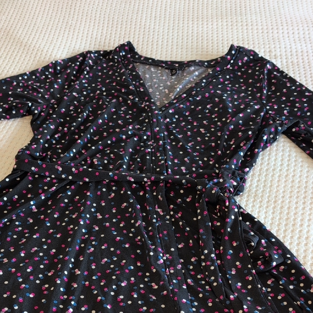 Black Floral Wrap Dress with Pink Accents - Brand - Picture 8 of 13
